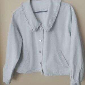 Ruffled collar denim jacket